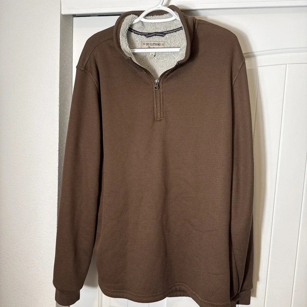 Men's The BC Clothing Co Heritage Fleece Lined 1/4 Quarter Zip Pullover XL
